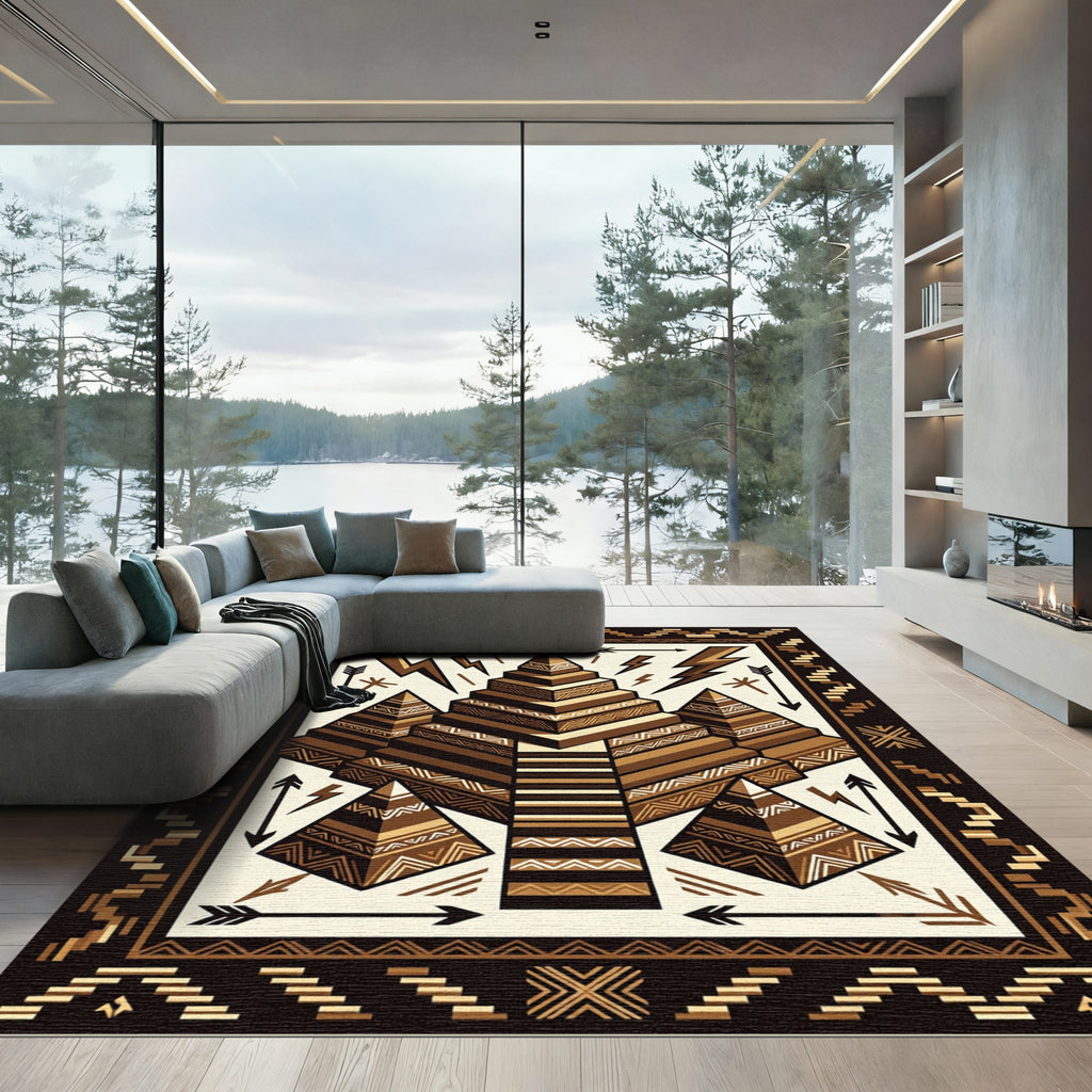 Geometric Pyramid Earth Tone Abstract Rug