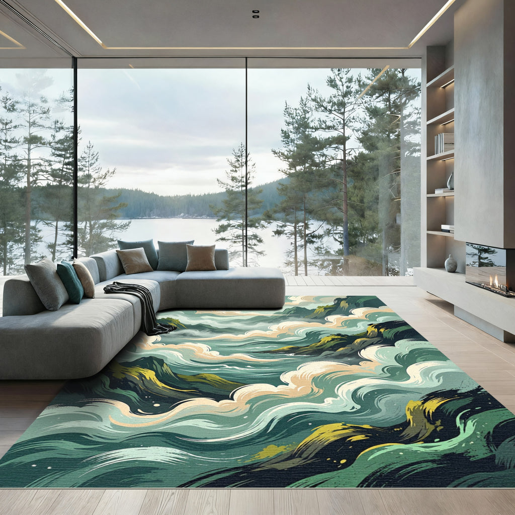 Misty Mountain River Swirl Rug