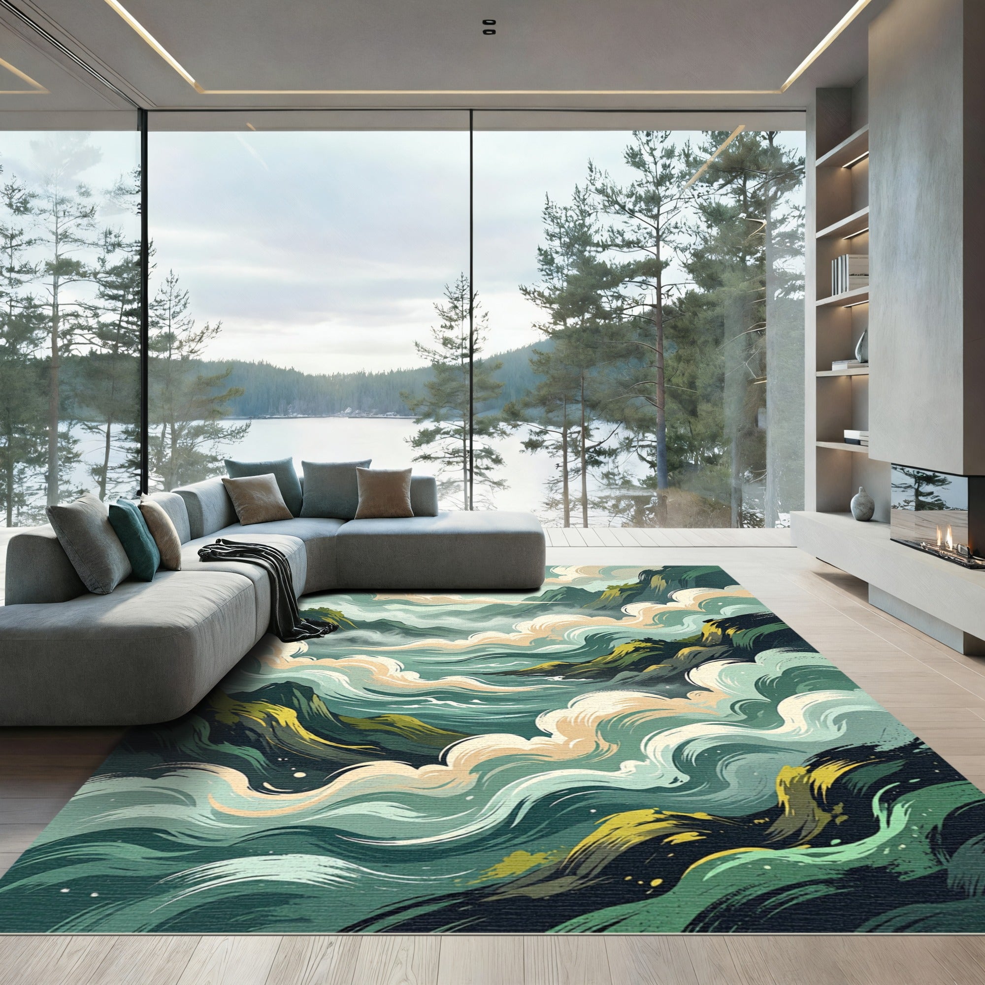 Misty Mountain River Swirl Rug