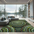 Green Wood Grain Swirls Rug