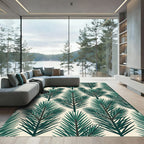 Deep Forest Green Palm Frond Rug