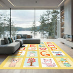 Alphabet Animal Heart Tree Characters Rug