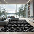Silver Braided Rope Stripes Rug