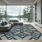 Gray Diamond Hourglass Native American Rug
