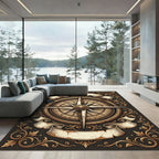 Vintage Antique Gold Compass Scroll Rug