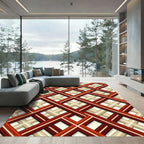 Crimson Tan Intersecting Diamond Rug