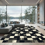 Distressed Patchwork Geometric Arrangement Rug
