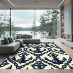 Navy Nautical Anchor and Chain Link Rug