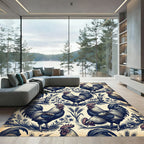 Vintage Blue Rooster Farmhouse Toile Rug