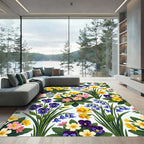 Vibrant Spring Meadow Floral Botanical Rug