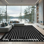 Modern Black White Dot Grid Rug
