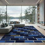Dark Blue Brick Texture Rug