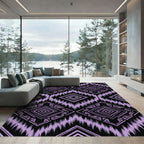 Purple Geometric Tribal Diamond Ikat Rug