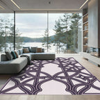 Elegant Plum Interlocking Arch Scroll Rug