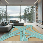 Geometric Teal Highway Intersection Graphic Rug