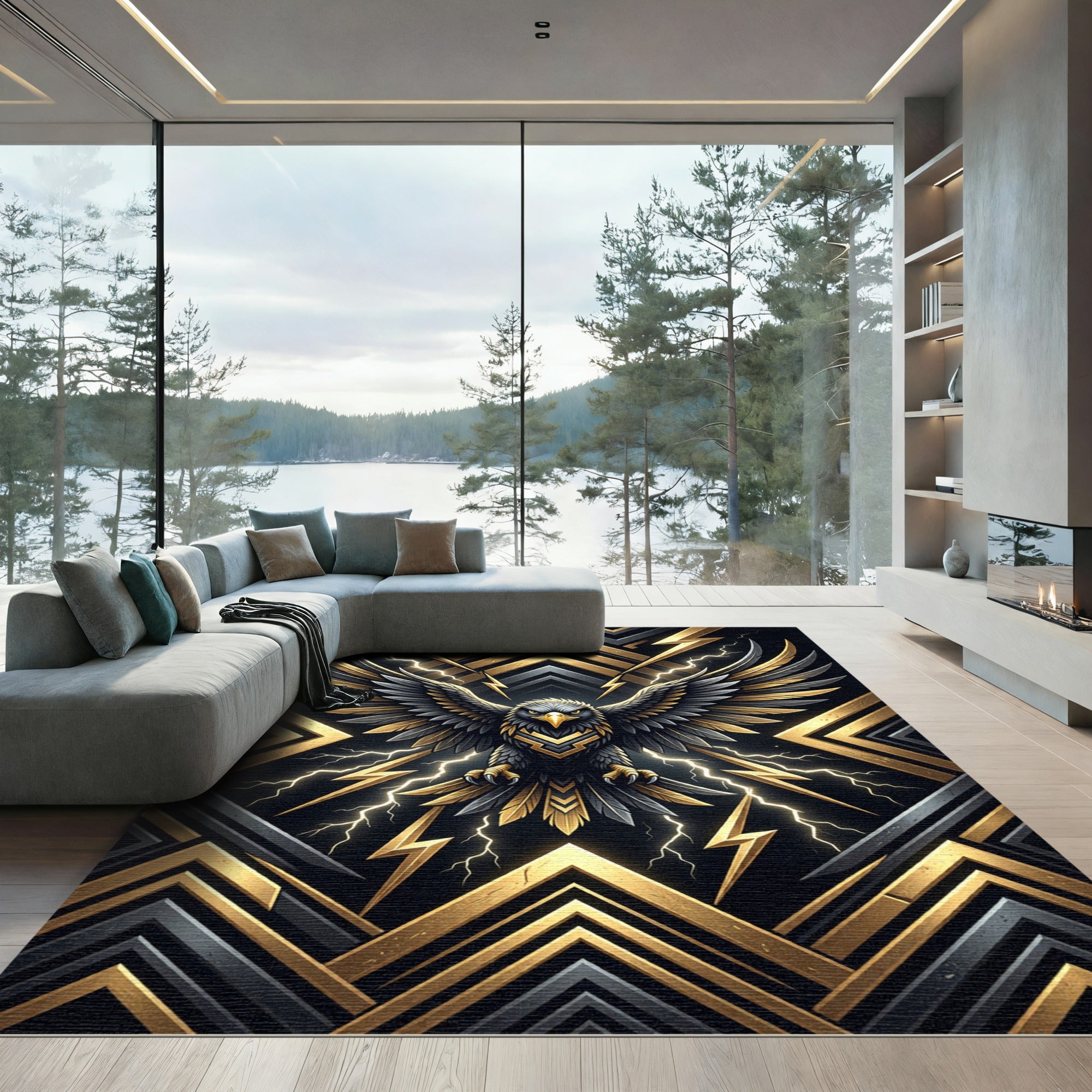 Golden Eagle Lightning Bolt Rug