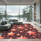 Coral Stars Sparkle Night Sky Rug