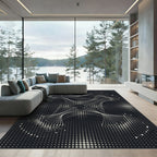 Monochrome Abstract Splatter Swirl Rug
