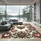 Ornate Pink Heart Scrollwork Garland Rug