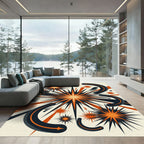 Retro Mid Century Orange Starburst Art Rug