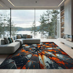 Shattered Orange Gray Geometric Splatter Rug