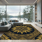 Golden Celestial Star Geometric Art Rug