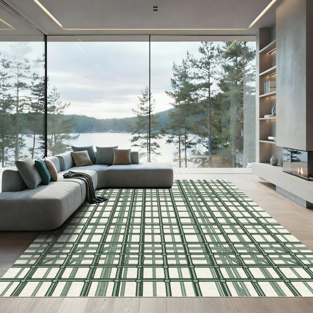 Green Geometric Cubic Structure Rug