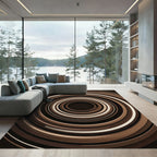 Earthy Bronze Concentric Circular Abstract Rug