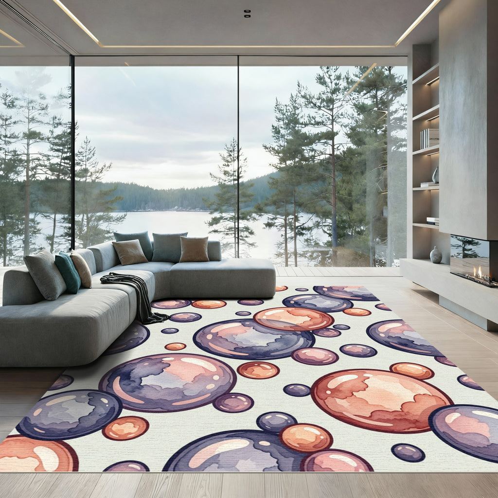 Floating Bubble Watercolor Arrangement Rug