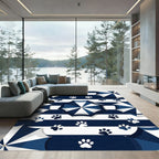 Navy Striped Umbrella and Paw Rug