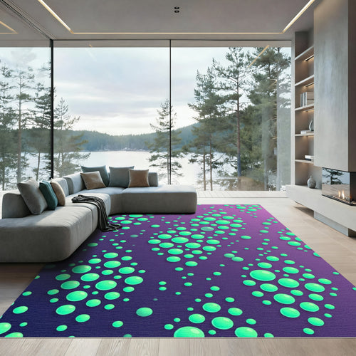 Aqua Dots on Purple Gradient Rug