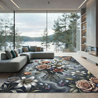Elegant Muted Floral Bouquet Rose Lily Rug