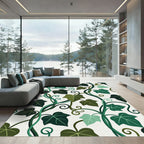 Charming Forest Ivy Green Botanical Wallpaper Rug