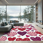 Pink Blush Heart Seashell All Over Rug