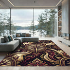 Intricate Marigold Compass Floral Swirls Rug
