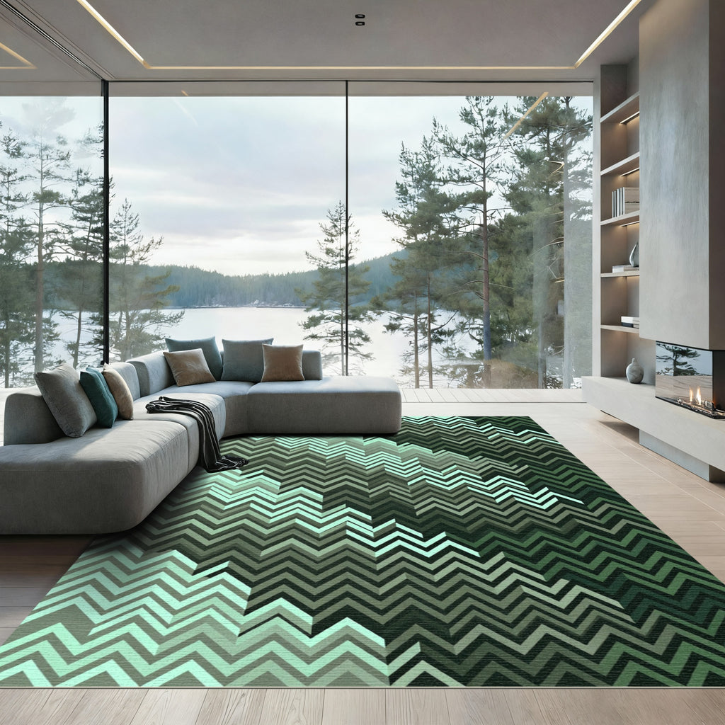 Ombre Mint Green Chevron Pattern Rug