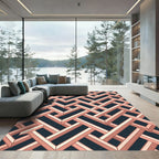 Geometric Coral Interlocking Lattice Rug