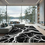 Striking White Branches Abstract Agate Rug