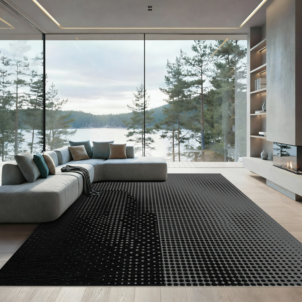 Monochromatic Halftone Gradient Dots Rug