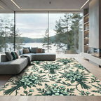 Sage Green Botanical Floral Bouquet Rug