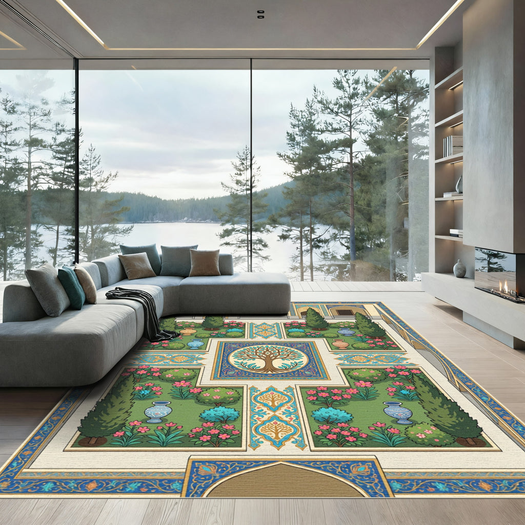 Central Tree Garden Courtyard Medallion Rug