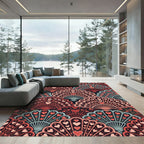 Coral Pink Heart Fan Arrangement Rug