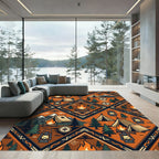Rustic Burnt Orange Adventure Diamond Grid Rug
