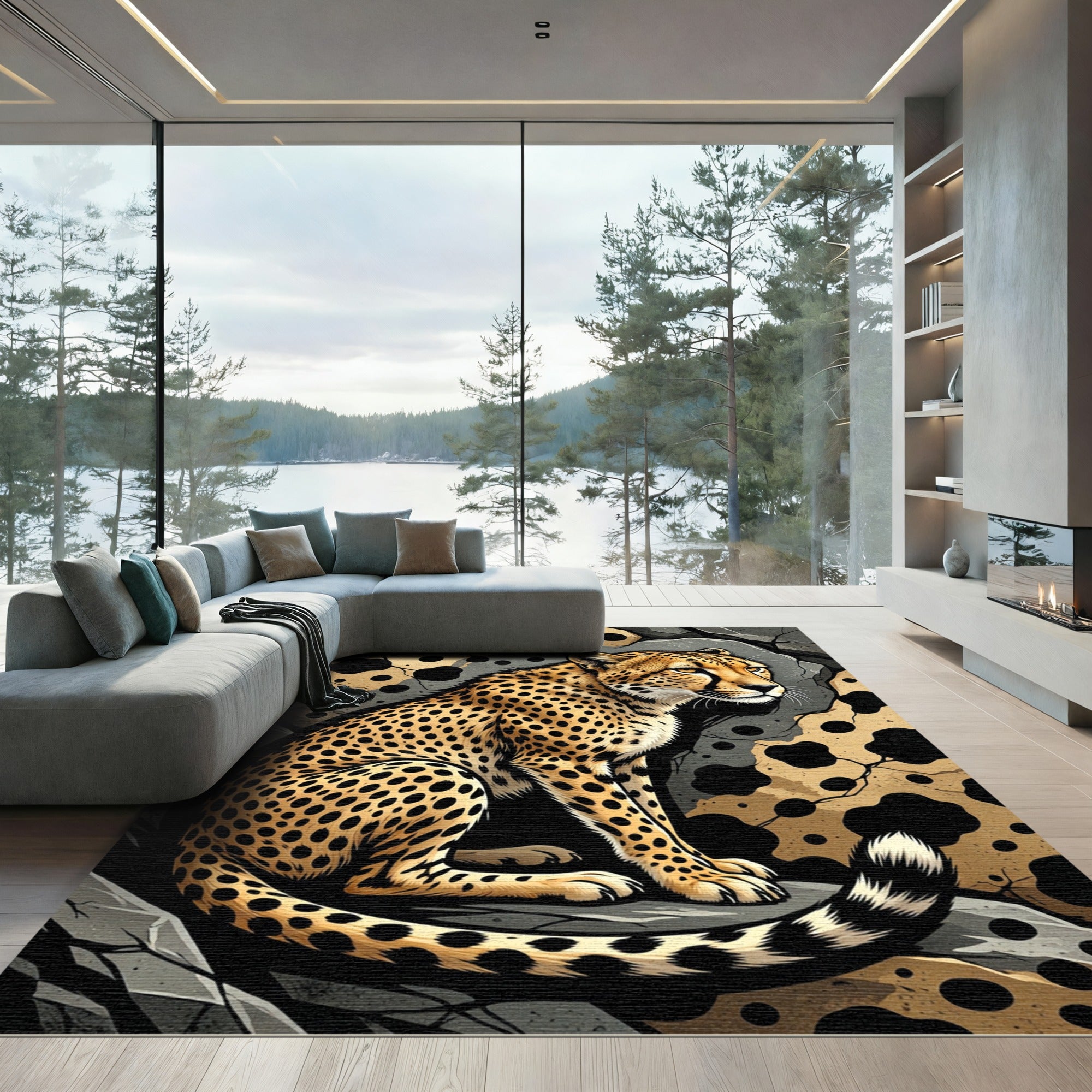 Golden Cheetah Spotted Wildlife Rug
