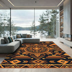 Geometric Solar Radiance Amber Sun Rug