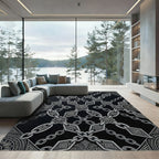 Ornate Silver Chain Diamond Motif Rug