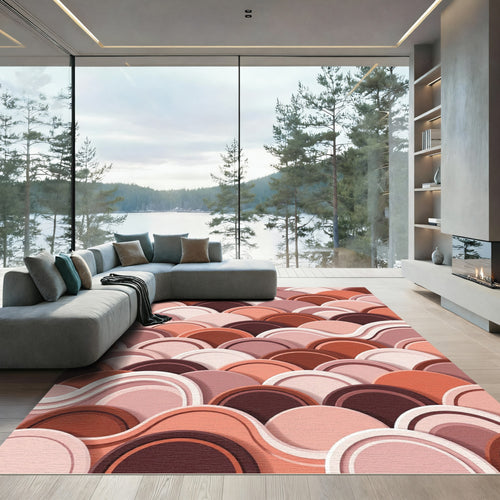 Abstract Earth Tone Layered Arch Rug