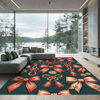 Coral Ribbon Knot and Button Illustration Rug