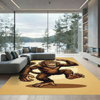 Playful Golden Chimp Graphic Illustration Rug