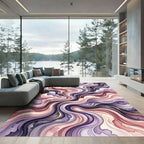 Abstract Fluid Swirls in Mauve and Gold Rug